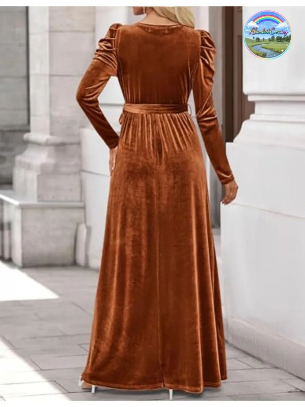 Velvet Long Sleeve Maxi Dress Puff Sleeve Formal Evening